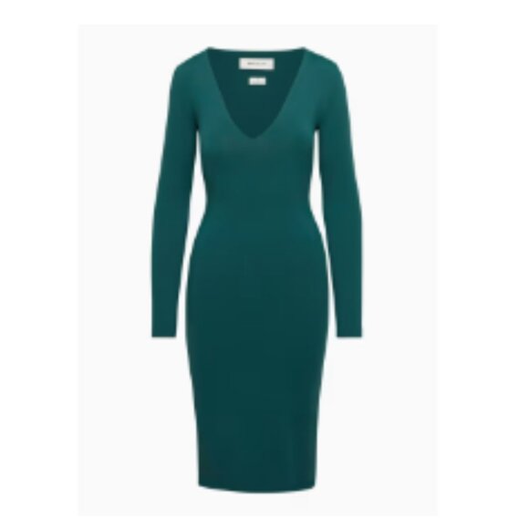 BNWT Babaton Contour V-Neck Longsleeve Dress - Monarch Teal - Picture 1 of 3